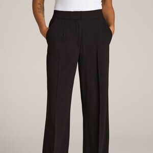 American Tall Flat Front Wide Leg Dress Pants for Tall Women in Black Size 88 /